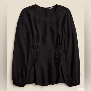 NEW BLACK SHIRRED WAIST JCREW BLOUSE